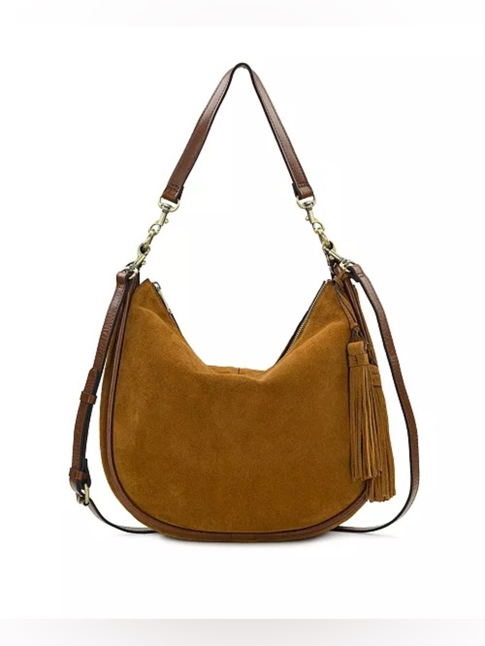 Patricia Nash Suede Leather Chiavari Cognac Tassel Bag see description
